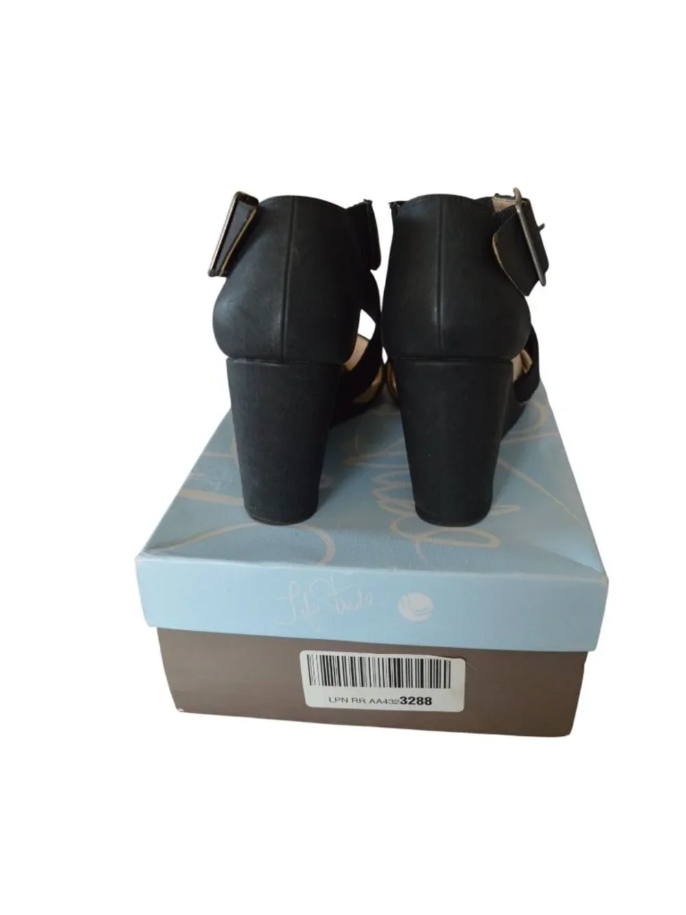 LifeStride Hayden Wedge Sandals Women's Size 8.5 Black Strappy Summer Casual